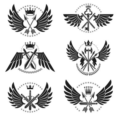 Vintage silah Amblemler ayarla