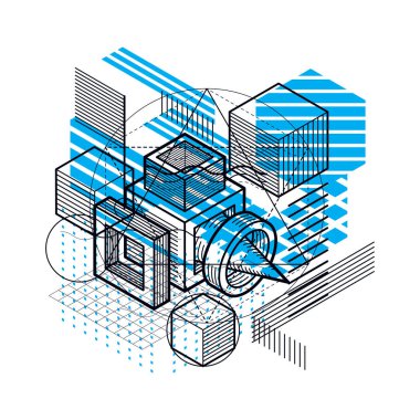 farklı öğeler ile izometrik tasarım