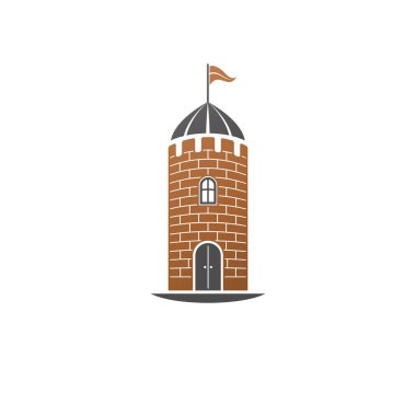 Ortaçağ kule dekoratif izole vektör çizim.