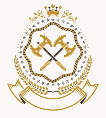 Klasik dekoratif amblem bileşimi, heraldik vektör.
