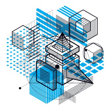 farklı öğeler ile izometrik tasarım