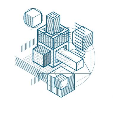 farklı öğeler ile izometrik tasarım