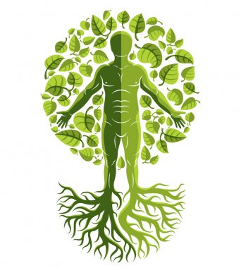 Ağaç kökleri ile oluşturulmuş vektör insan, bireysellik 