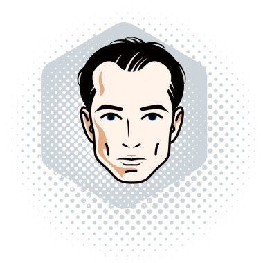 Vektör çizim yakışıklı brunet erkek yüz