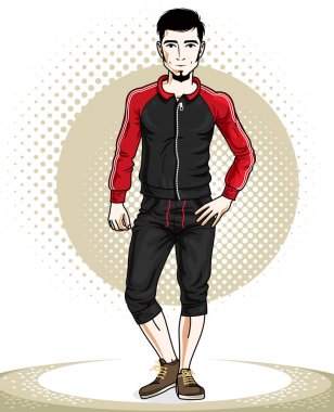 genç yetişkin adam ayakta. Vektör karakteri ile 