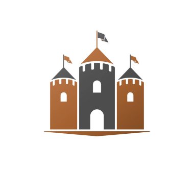 Ortaçağ Kalesi dekoratif izole vektör çizim.