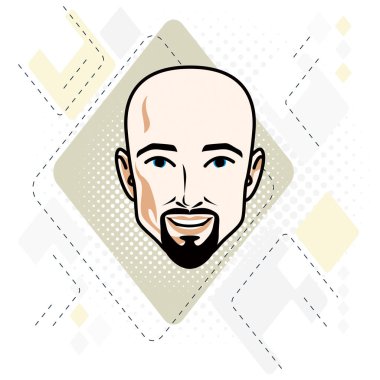 Güzel kılsız erkek yüzü bıyıklı vektör çizim