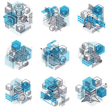 izometrik elemanları ile geometrik desenler
