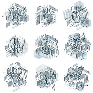 izometrik elemanları ile geometrik desenler