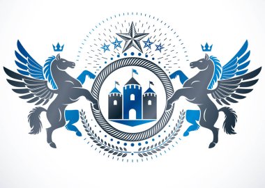 Heraldik tasarım, vektör vintage amblemi 