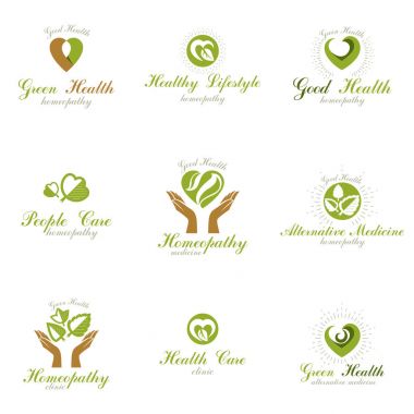 Homeopati yaratıcı semboller koleksiyonu. 
