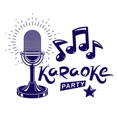 Karaoke partisi davetiyesi poster, canlı müzik vektör 