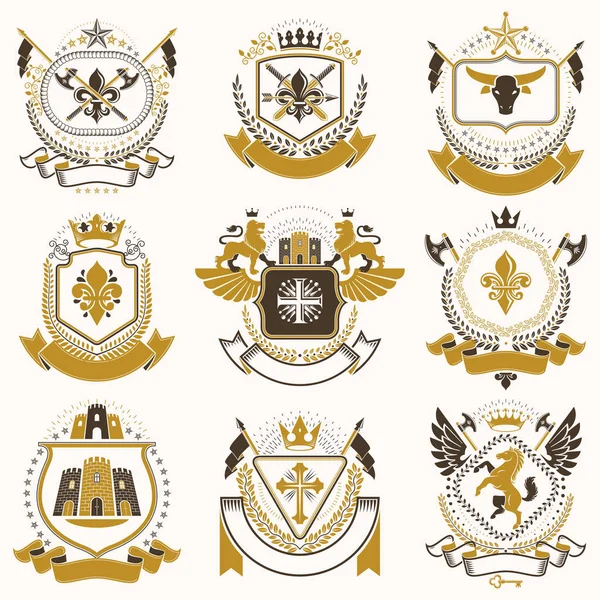 Set antieke heraldische sjablonen — Stockvector