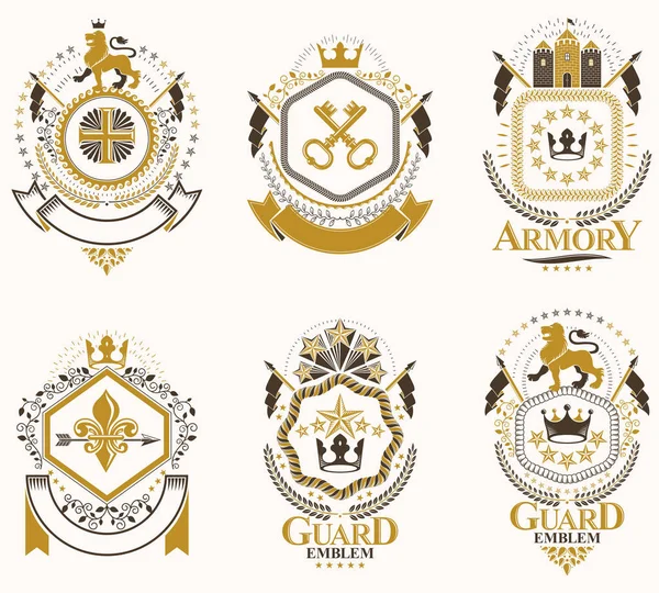 Set antieke heraldische sjablonen — Stockvector