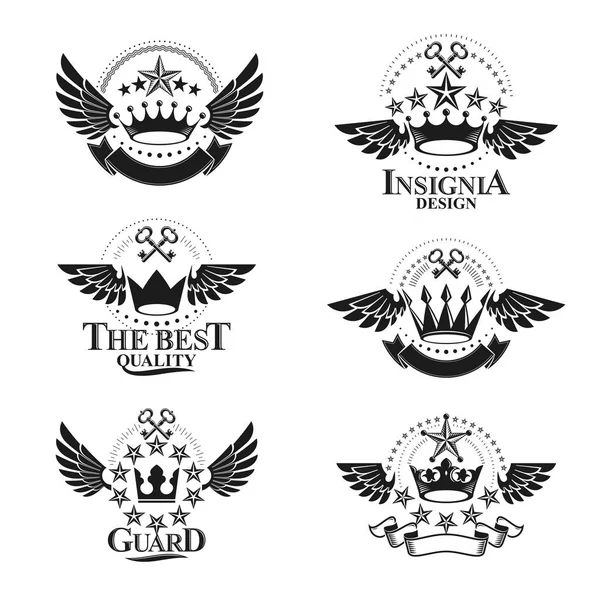 Royal Crowns emblems set — Stock Vector