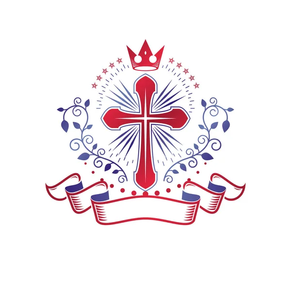Croix du christianisme emblème graphique — Image vectorielle