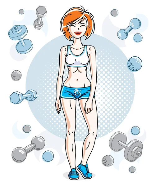Redhead athletic woman — Stock Vector