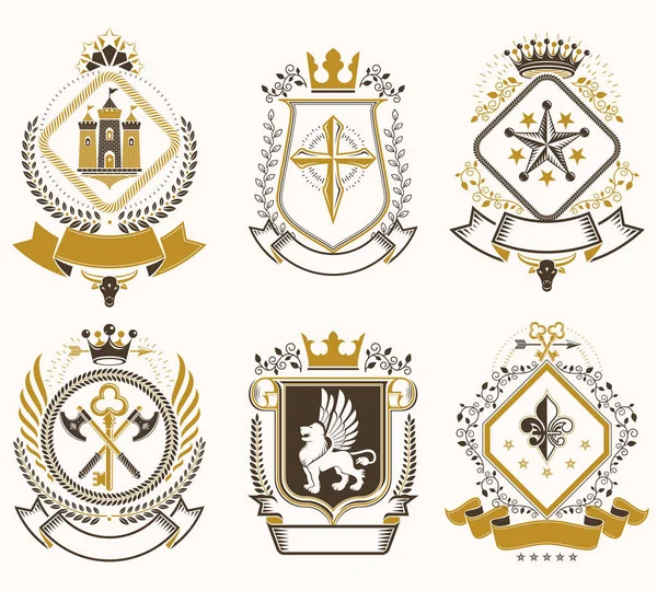 Set antieke heraldische sjablonen — Stockvector