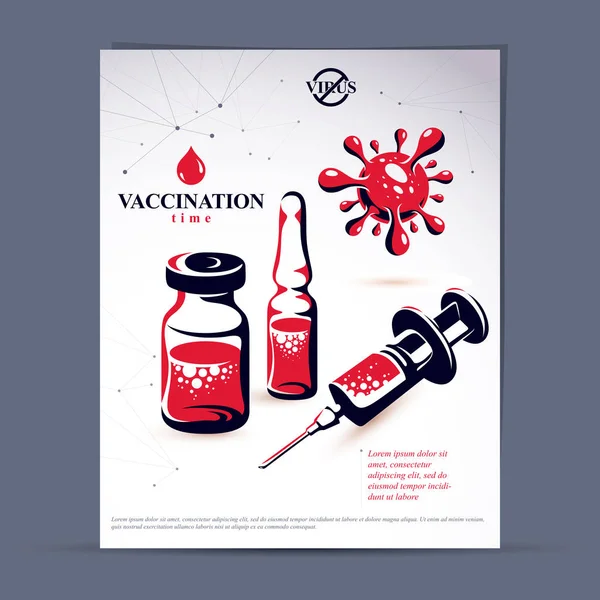 Modelo de folheto de imunização planeada. Ilustração vetorial — Vetor de Stock