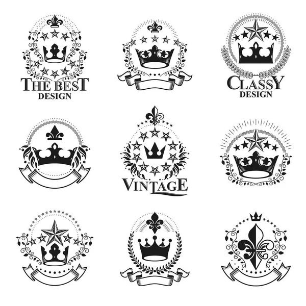 Royal Crowns emblemi set — Vettoriale Stock