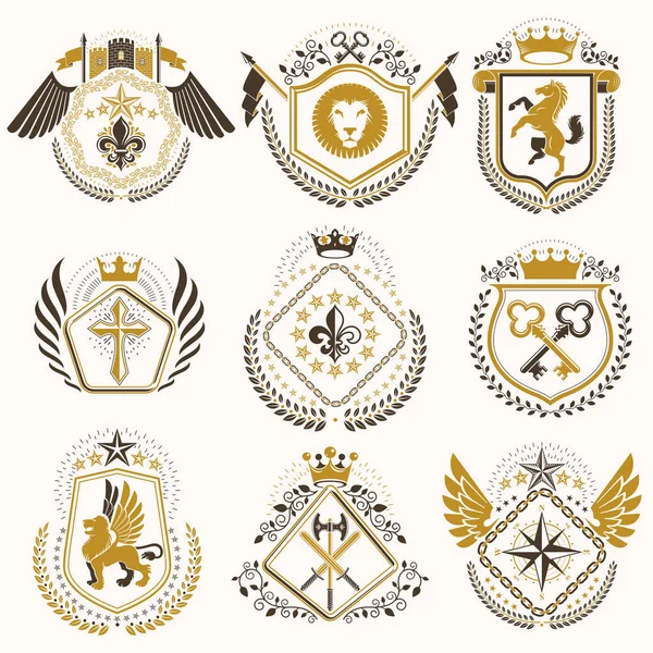 Set antieke heraldische sjablonen — Stockvector