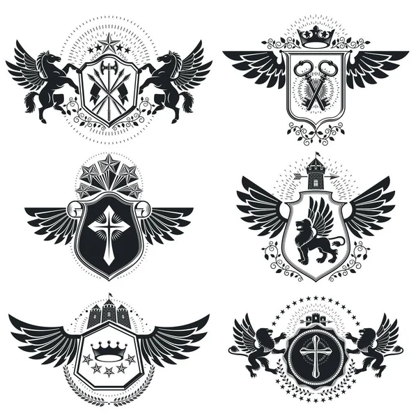 Vintage heraldika design sablonok — Stock Vector