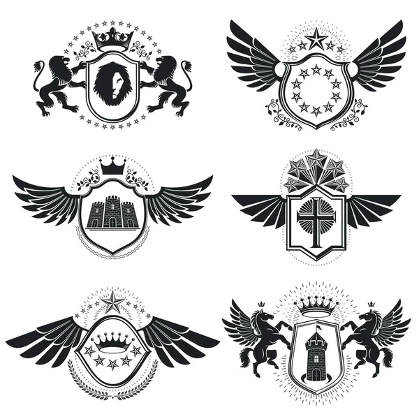 Vintage heraldiek ontwerpsjablonen — Stockvector