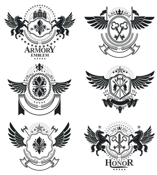 Vintage heraldry design templates — Stock Vector