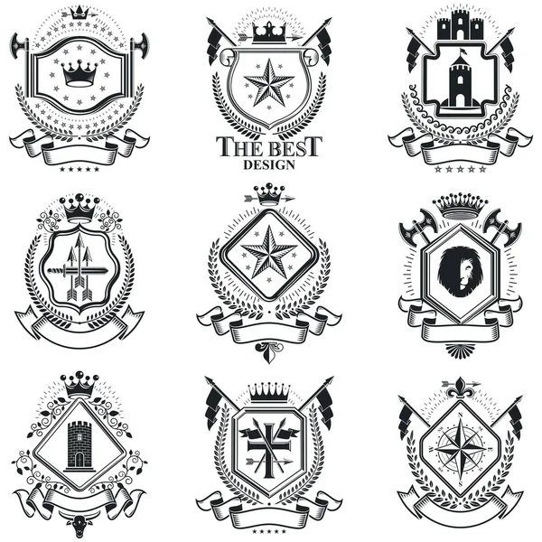 Set of antique heraldic templates — Stock Vector