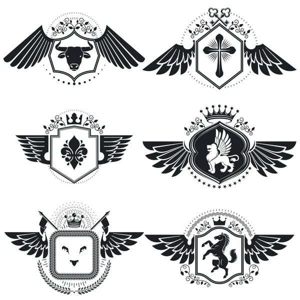 Set of antique heraldic templates — Stock Vector