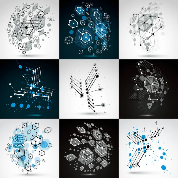 Set de fondos de pantalla retro Bauhaus, fondos de vectores de arte — Archivo Imágenes Vectoriales