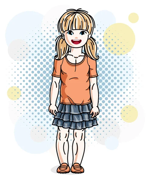 Beautiful little blonde girl wearing casual clothes — Stock Vector