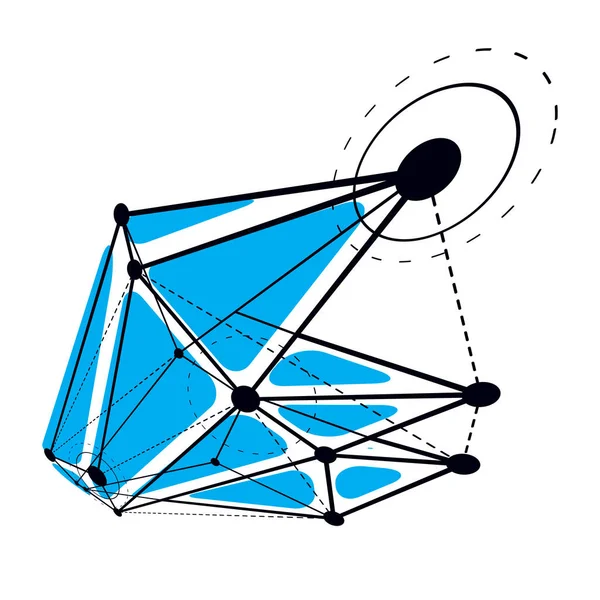 Abstrakta geometriska 3d trådmodell objektet — Stock vektor