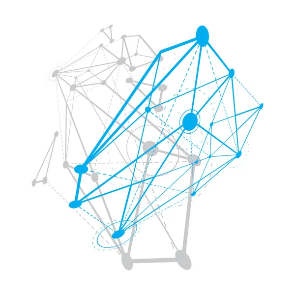 抽象的な幾何学的な 3 d ワイヤ フレーム オブジェクト — ストックベクタ