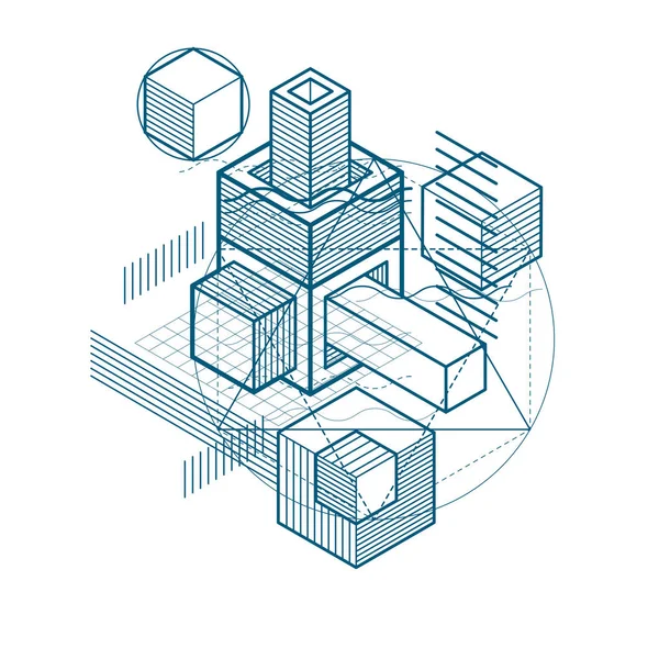 farklı öğeler ile izometrik tasarım