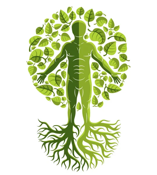 Ağaç kökleri ile oluşturulmuş vektör insan, bireysellik 