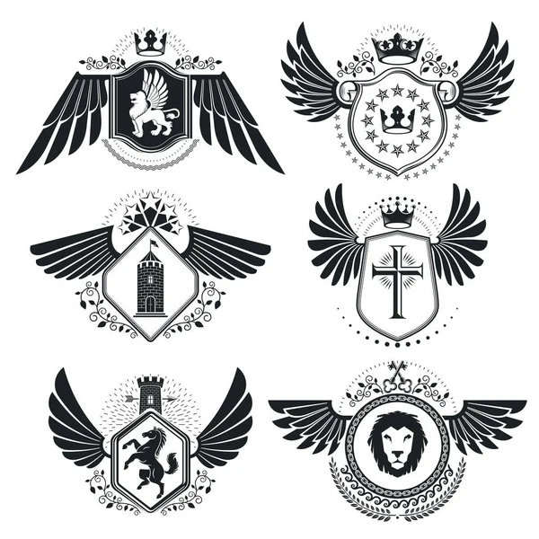 Set of antique heraldic templates — Stock Vector