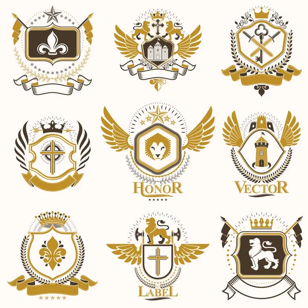 Sada starožitný heraldický šablon — Stockový vektor