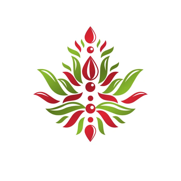 Emblema decorativo con fiore di giglio — Vettoriale Stock