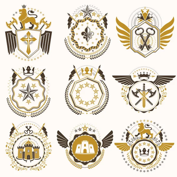 Set antieke heraldische sjablonen — Stockvector