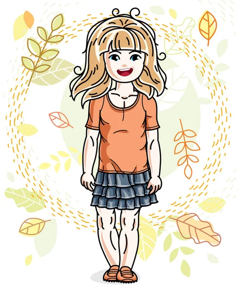 Petite fille aux cheveux blonds tout-petit — Image vectorielle