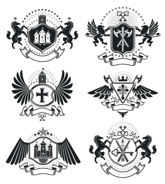 Vintage heraldry design templates — Stock Vector