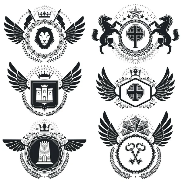 Set of antique heraldic templates — Stock Vector