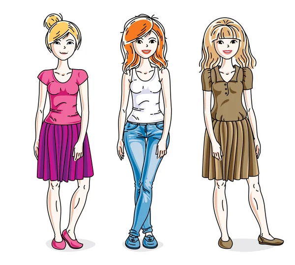 Chicas adultas jóvenes atractivas — Vector de stock