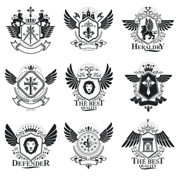 Vintage heraldika design sablonok — Stock Vector