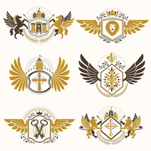 Set antieke heraldische sjablonen — Stockvector