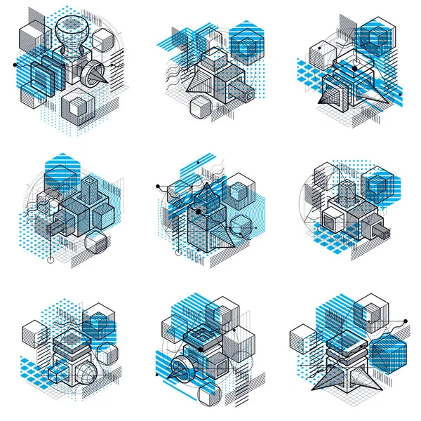 izometrik elemanları ile geometrik desenler