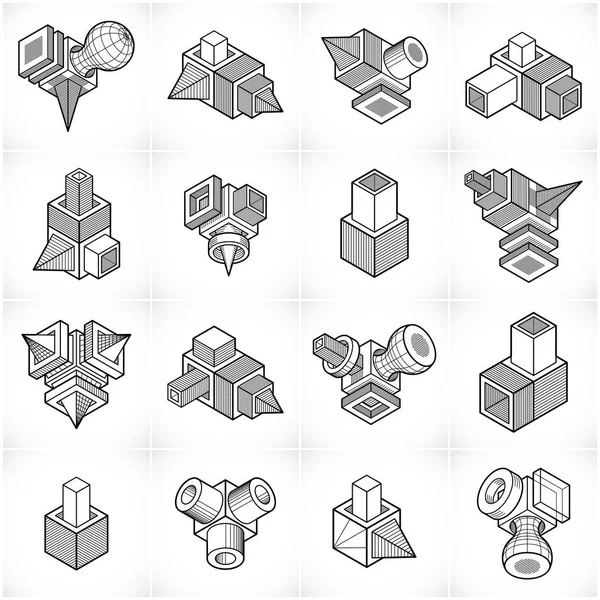 Dessins géométriques avec éléments isométriques — Image vectorielle