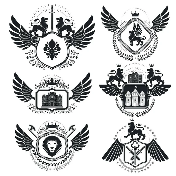 Set antieke heraldische sjablonen — Stockvector