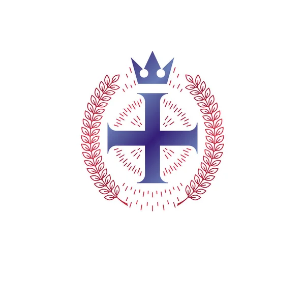 Křesťanský kříž dekorativní emblém — Stockový vektor